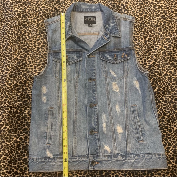 Hot Topic Rude Stars and Stripes Denim Vest - Picture 2 of 5